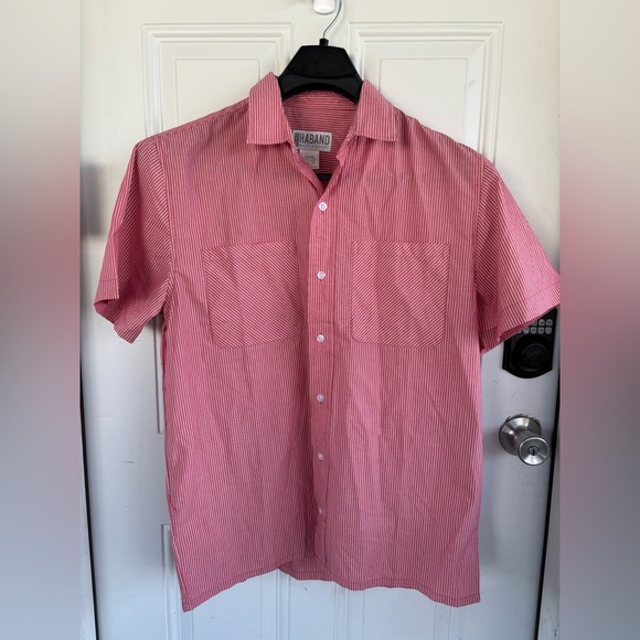 Haband Red Casual Button Down Shirt Lightweight Short Sleeves - Picture 1 of 7